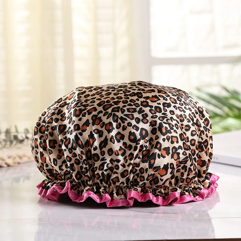 Doppelte wasserdichte Duschhaube, Shampoo-Haare, Bad, Make-up-Kopfbedeckung