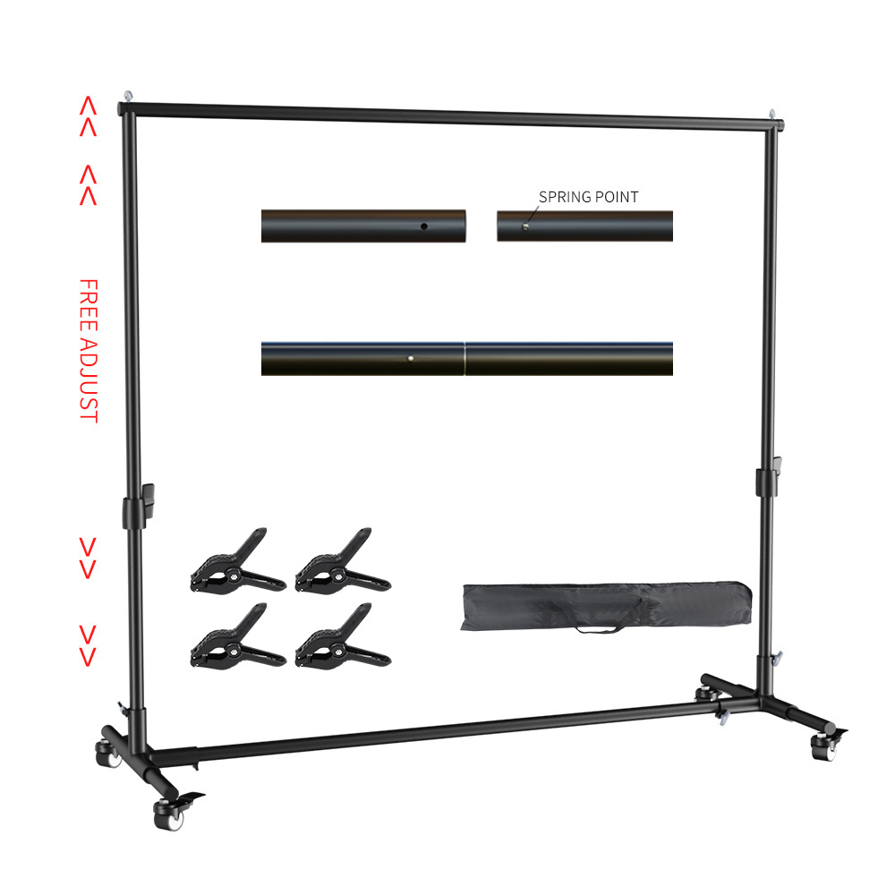 Fondos de ruedas de estudio fotográfico 2x2M 2x3M fondos fotográficos móviles profesionales Kit de sistema de soporte ajustar la altura: Azul cielo