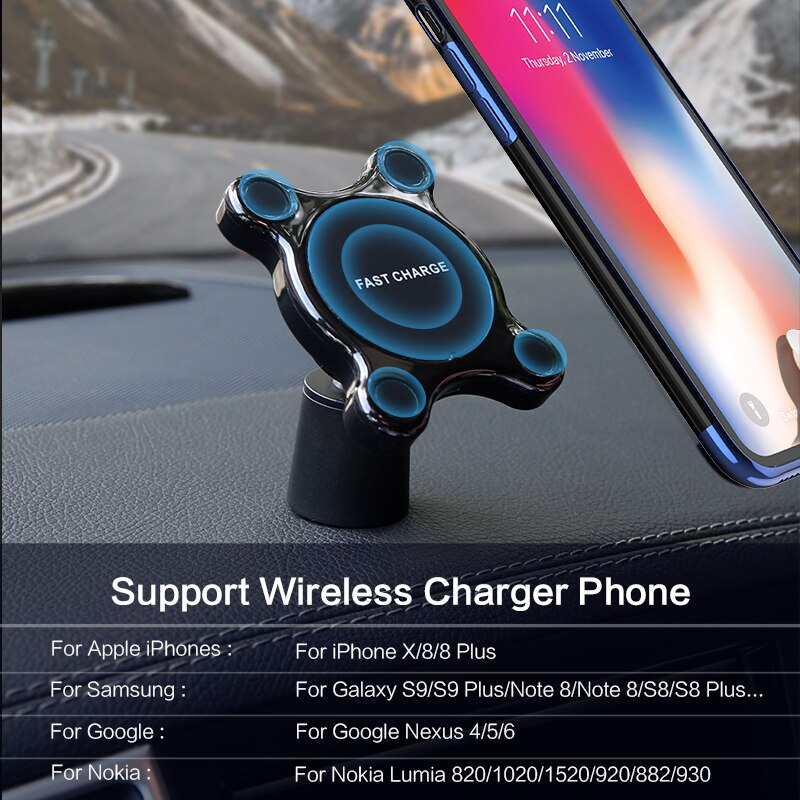 FLOVEME Car Wireless Charger Magnetic Car Phone Holder For iPhone 11 Pro Max Qi Fast Charging Air Vent Dashboard Mount Bracket