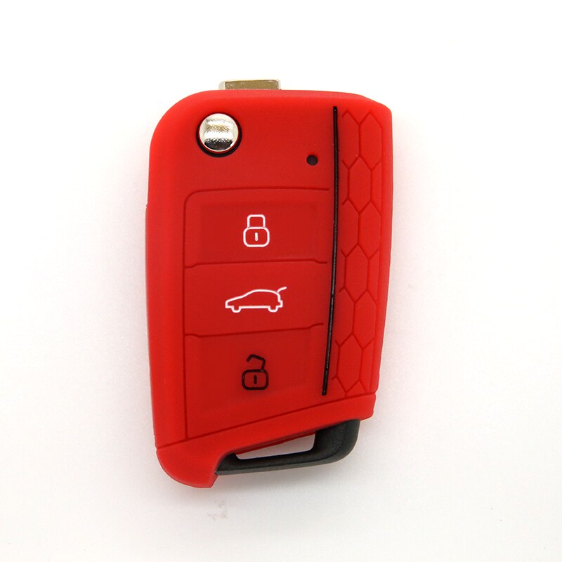 Funda para llave de coche para Volkswagen VW Golf 7 6 MK7 MK2, Polo Tiguan Passat B8 CC para Skoda Octavia A7 Combi SEAT León Ibiza: Rojo