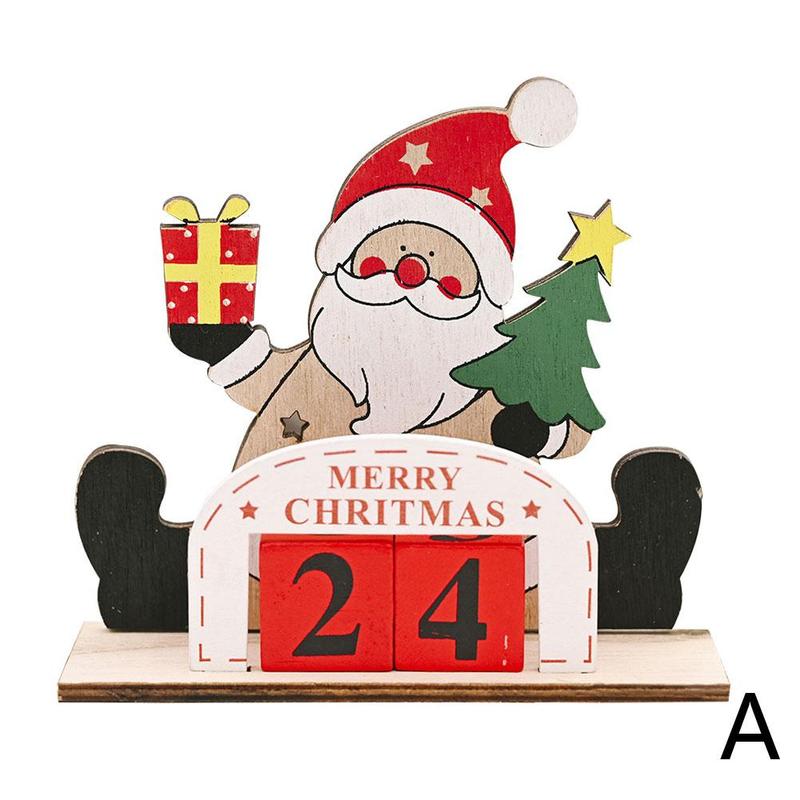 Kerst decoratie feestelijke benodigdheden houten diy countdown kalender santa decoratie creatieve kerst  d8 s 6: A