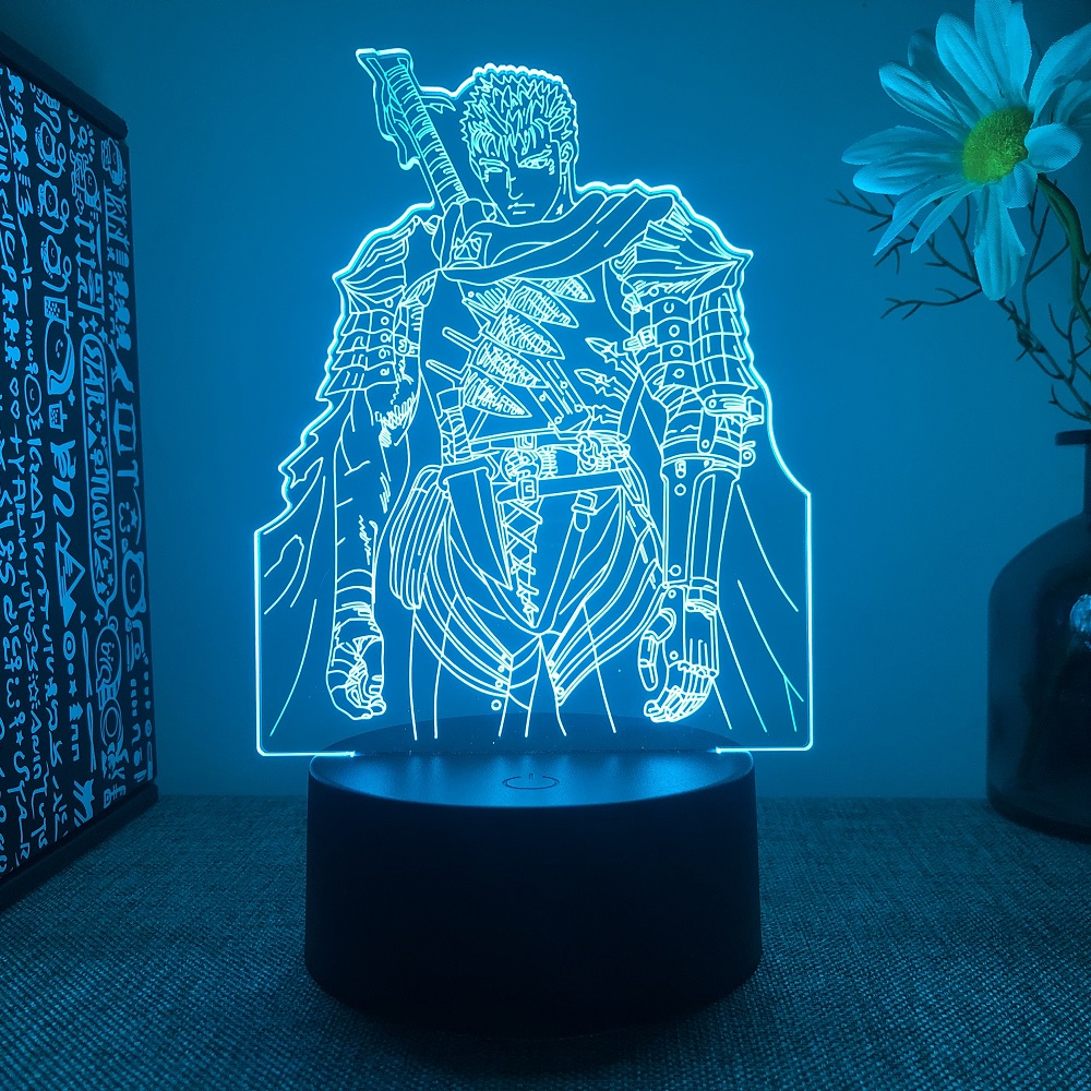 Anime Led Licht Berserker Guts Figur für Schlafzimmer Dekorative Nachtlicht Geburtstag Kinderzimmer 3d Tisch Lampe Manga Berserker