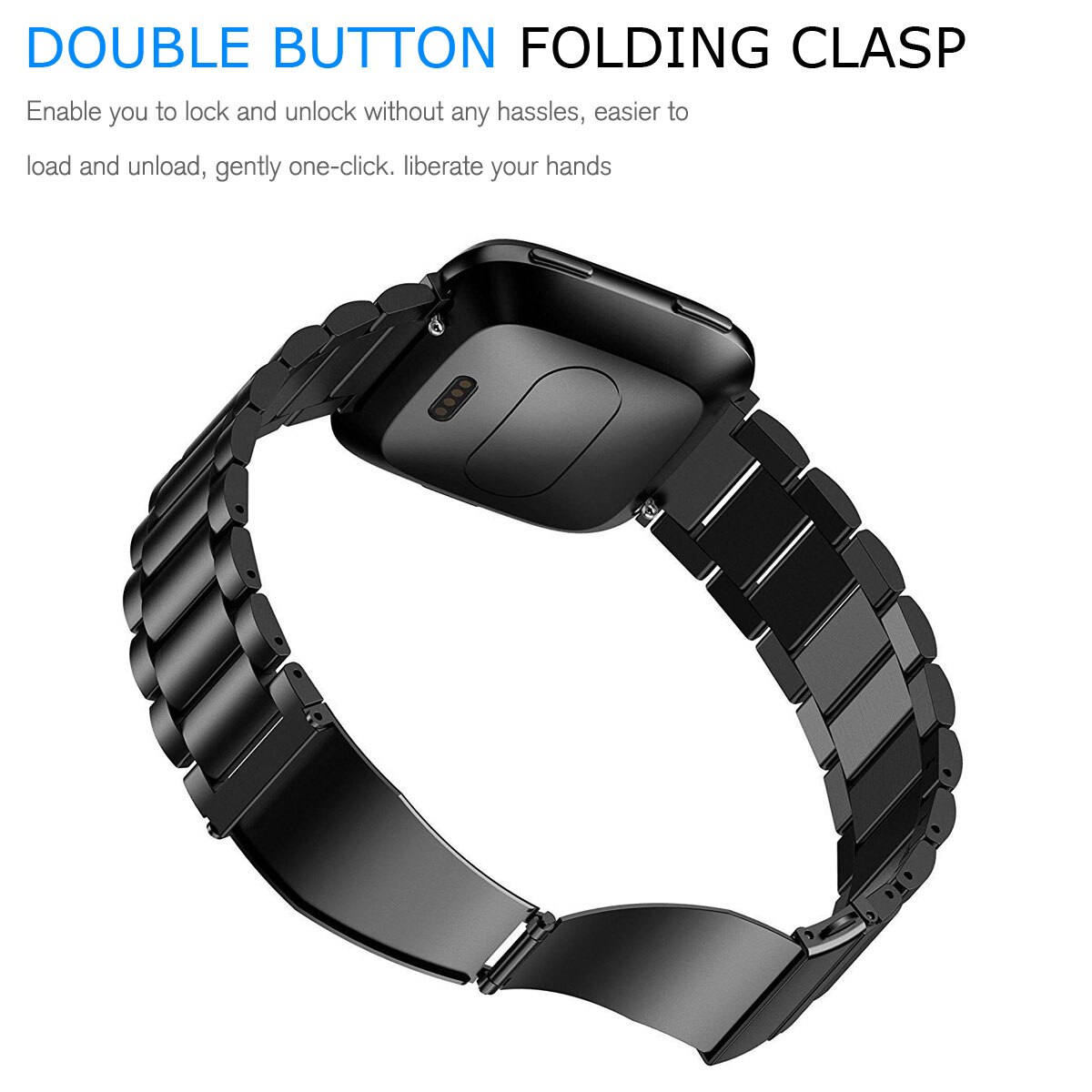Essidi pour Fitbit Versa Bracelet intelligent Bracelet en acier inoxydable boucle de Bracelet en métal pour Fitbit Versa 2 Bracelet de montre intelligente