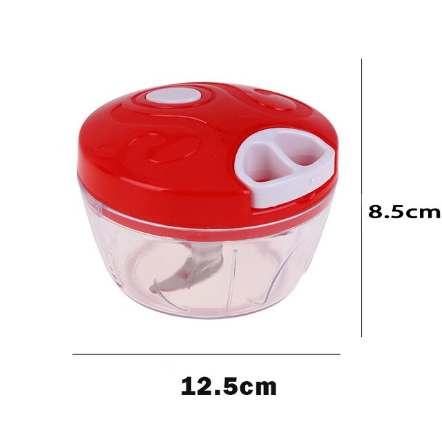 Multifunksjon løk nøttekvern kjøttkvern blender mikser manuell frukt grønnsakshakker håndtrekk matkutter rustfritt stål: Rød