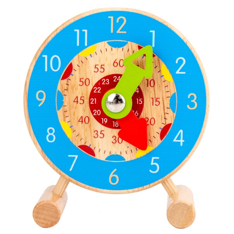 Giocattolo di apprendimento educativo precoce di tempo della sveglia del bambino del giocattolo del Mini orologio cognitivo di legno dei bambini: D