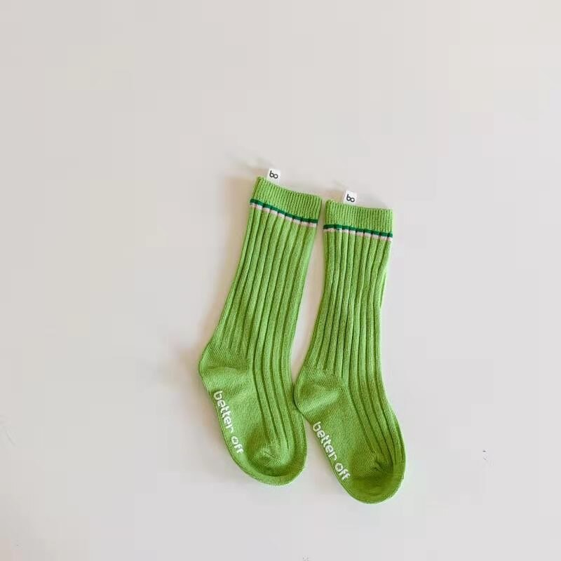 Los niños hasta la rodilla calcetines con inscripciones imprimir para chica niños chico niños adolescente lindo bebé de fútbol blanco Kawaii deporte calcetín largo: BS2125 green / L(9-12 years old)