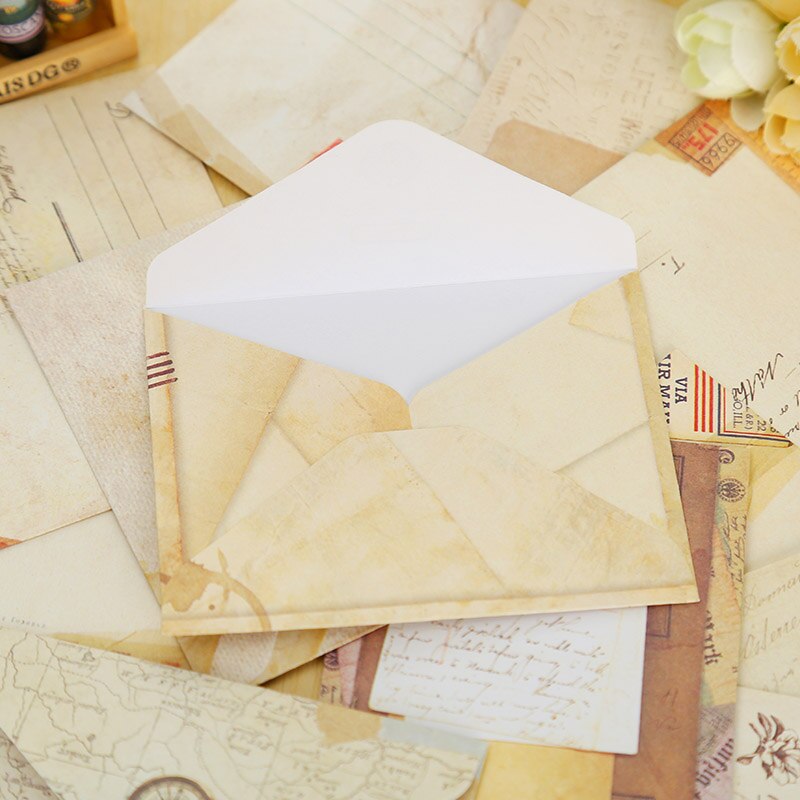 EZONE Vintage Envelope Small Mini Paper Window Envelopes Wedding Invitation Message Card Ancien Nostalgic Postcard