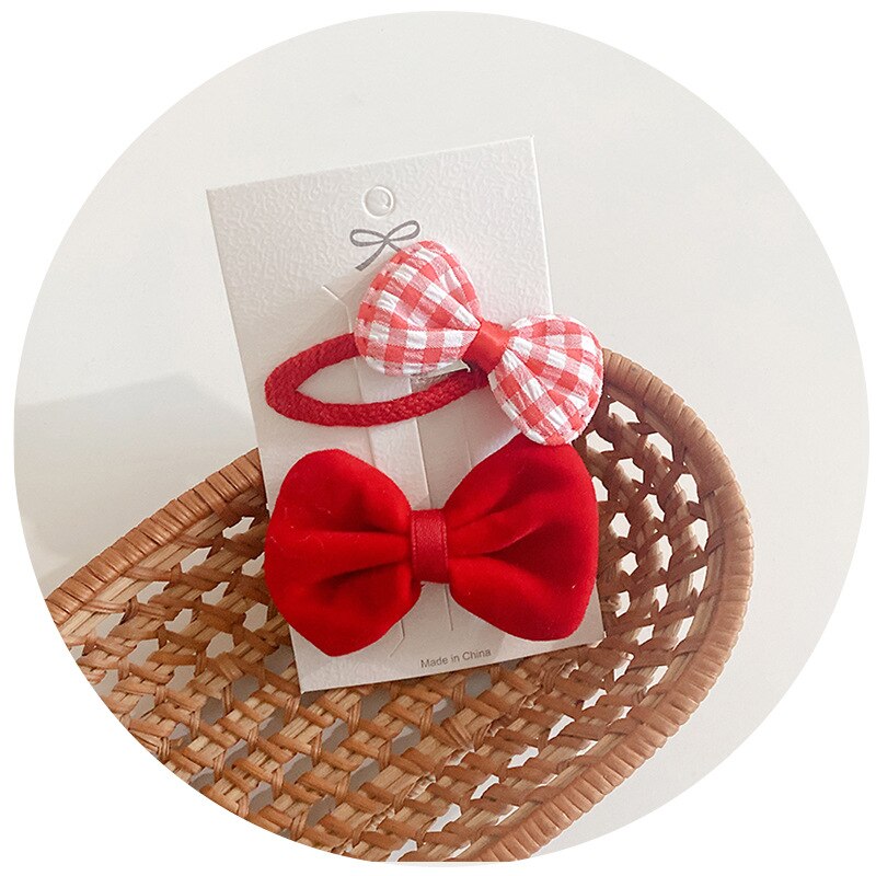 2 Stck/einstellen 2022 Baby Mädchen Haarnadeln Kawaii rot Bogen Blume Haar Clips Haar Zubehör Pro Kinder Kinder Barrettes Headwear