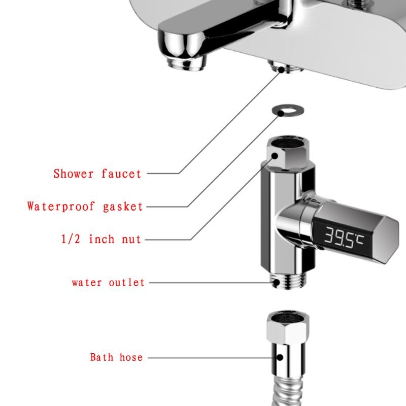 LED Display Home Water Flow Faucet Shower Thermometer Temperature