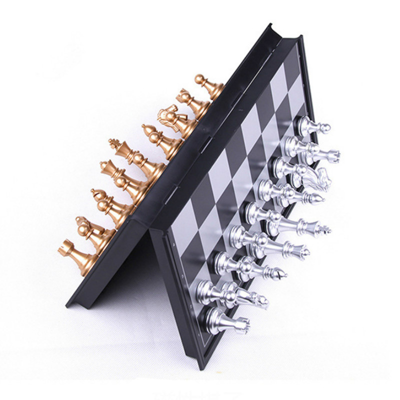 3 SIze Folding Magnetic Travel Chess Set for Kids or Adults Chess Board Game (Gold&Silver Chess Pieces) Travel Games
