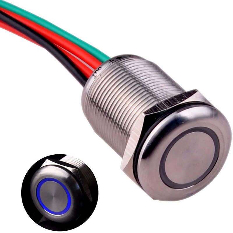 Press Switch Stepless Dimming Switch, LED on When Device ON, Suitable for 19mm 3/4Inch Mounting Hole