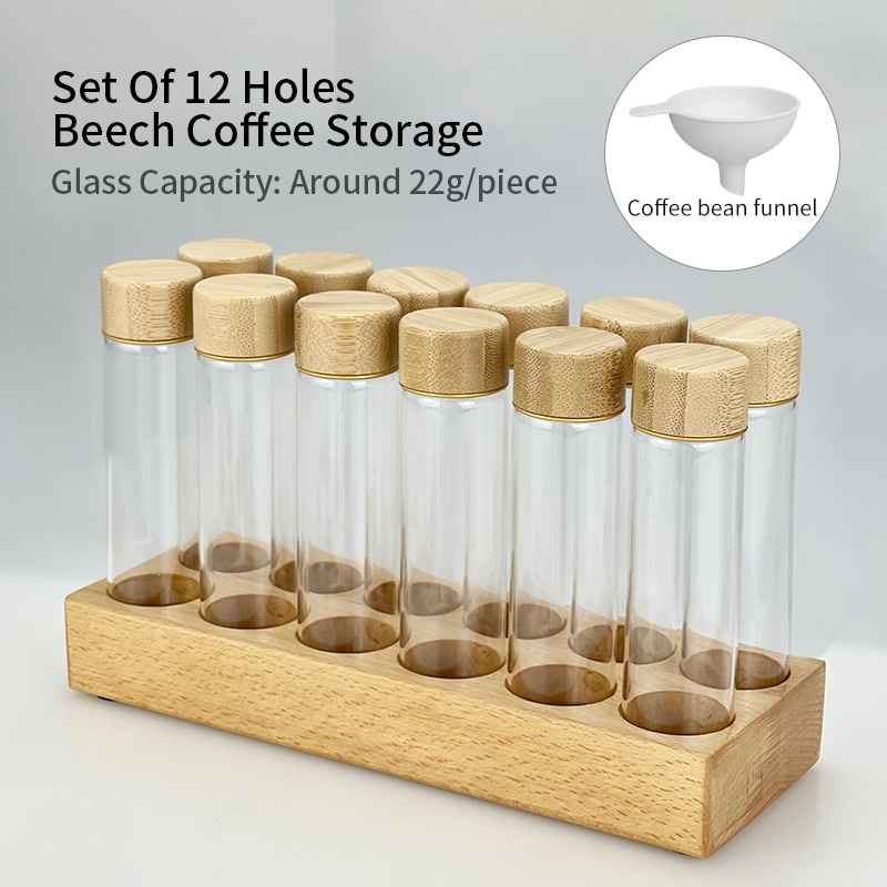 Coffee Beans Storage Tube Single Dose Glass 17g 22g Walnut Based Container With Funnel Espresso Accessories Goods Barista Tools: plum