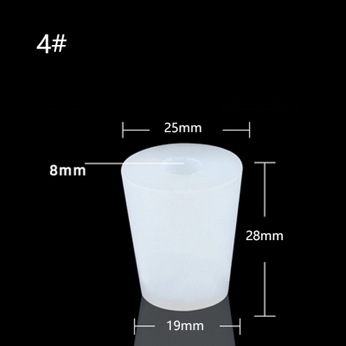 1pchome cerveja vinho rolhas de silicone plug com 8mm buraco para válvula de bloqueio a ar bubbler fermentação válvula de escape silicone borracha plug: Size 4 with Hole