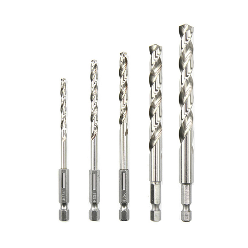 Broca helicoidal de acero de alta velocidad HSS, vástago hexagonal de 1/4, mango Hexagonal de repuesto, herramienta eléctrica de acero de 3/4/5/6/8/10mm, 5 uds.: Grey