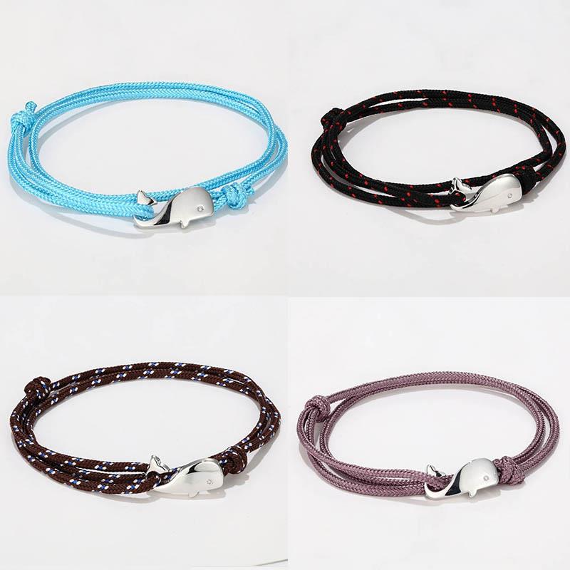 Bracelet ancre Style marin pour hommes et femmes, 1 pièce, corde de Parachute de Camping, queue de baleine, crochets métalliques