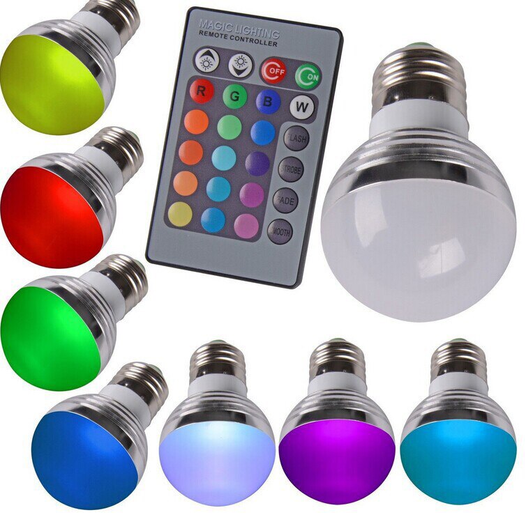 Ampoule LED E27 RGB Avec Télécommande - 15W, 800-999 Lm, Multicolore - Classe A