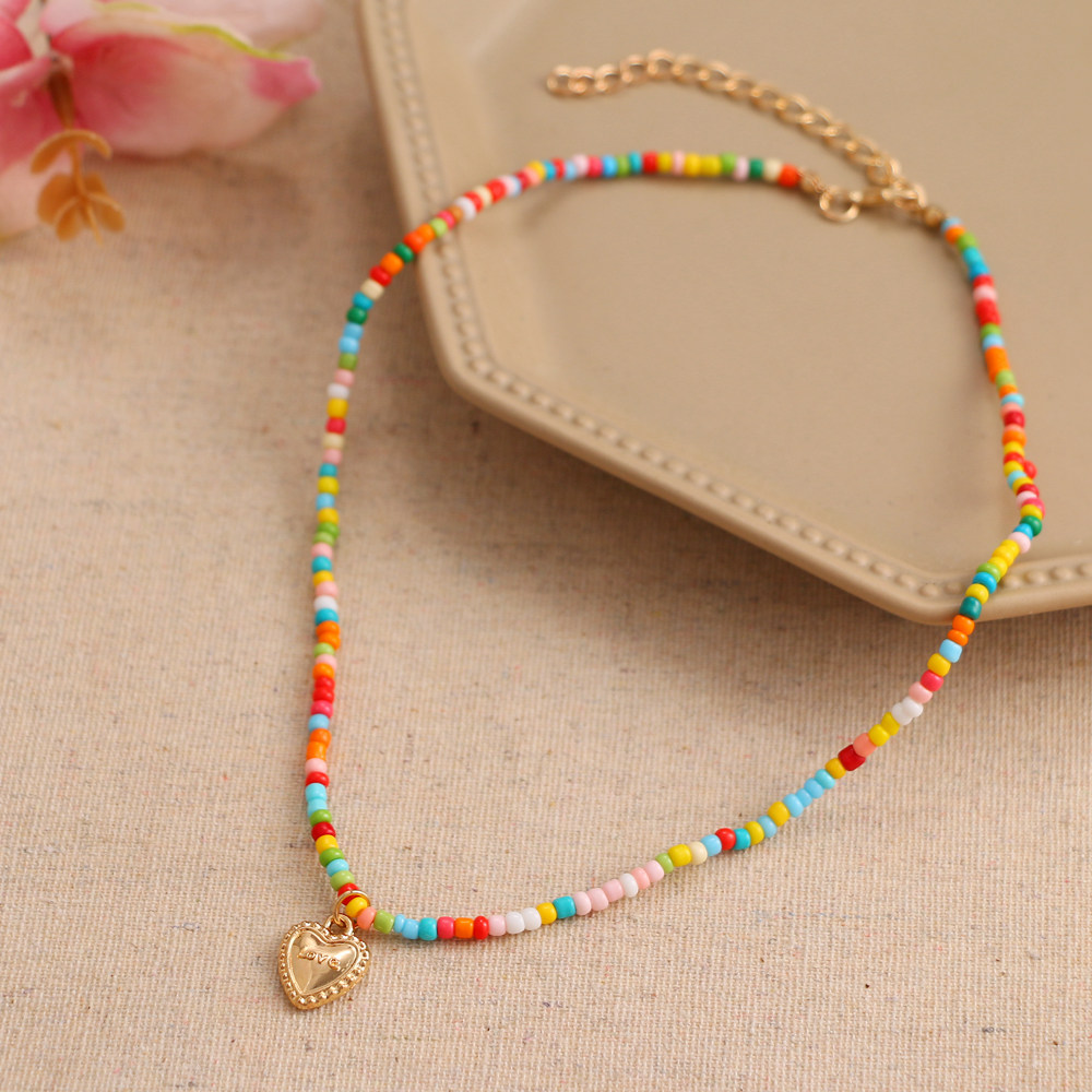 Trendy Bead Strand Beaded Choker Necklace For Women Bohemian Colorful Handmade Short Daisy Pearl Necklace Collar Jewelry: KW245-1431-06
