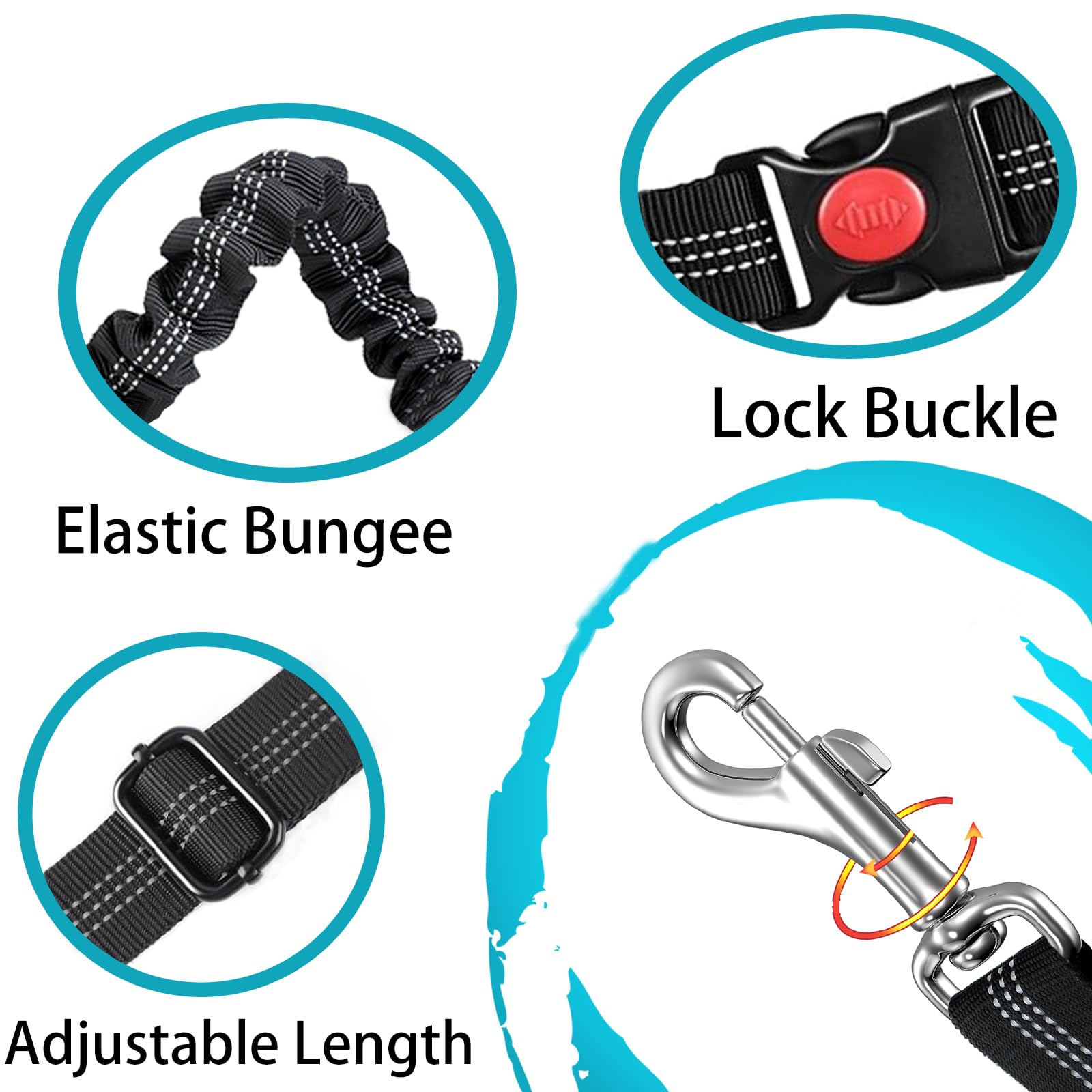 Ceinture de sécurité de voiture pour chien réglable et robuste – Grande corde de Traction pour chien en nylon rayé pour les promenades en voiture