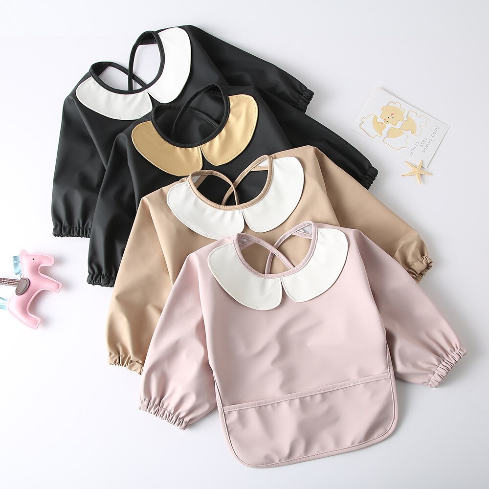 Bebê à prova dwaterproof água babadores arroto pano com bolso alimentação do bebê desenho blusa para crianças acessórios do bebê infantil avental crianças coisas