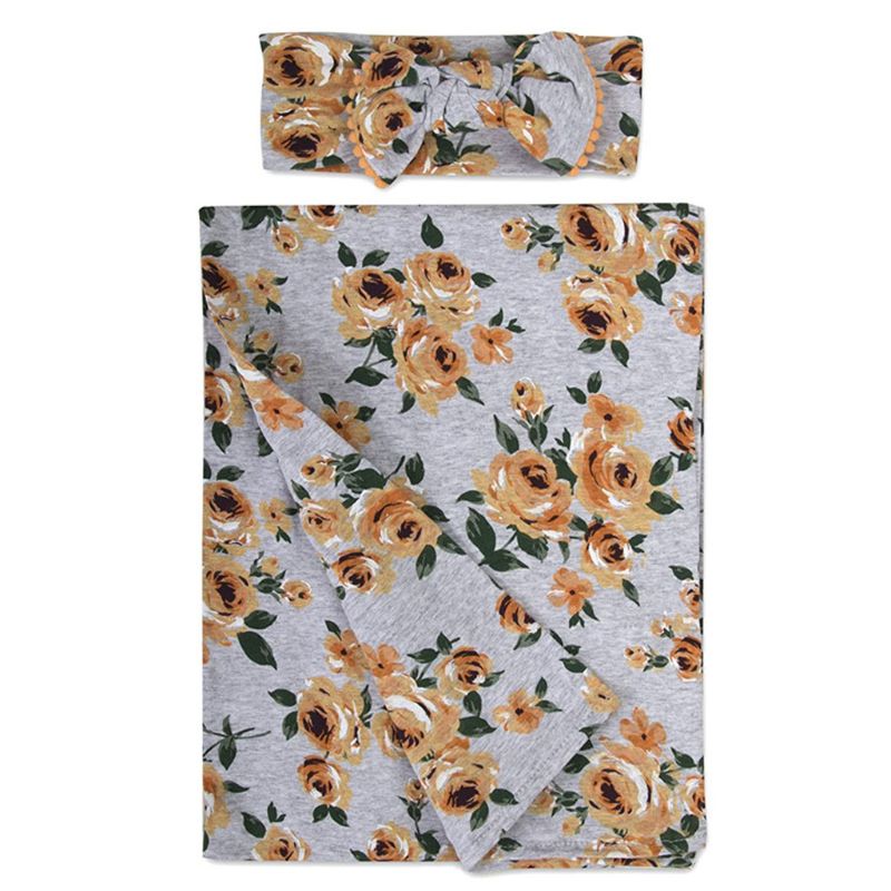 2 pièces/ensemble -né bébé recevant couverture bandeau/chapeau coton lange d'emmaillotage serviette 57BF: 44-4-80 X 80cm