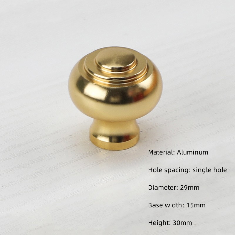 Manija de un solo orificio de aluminio dorado, cajón de armario moderno, perilla redonda, muebles de armario de cocina, manija de puerta pequeña, decoración del hogar: Beige