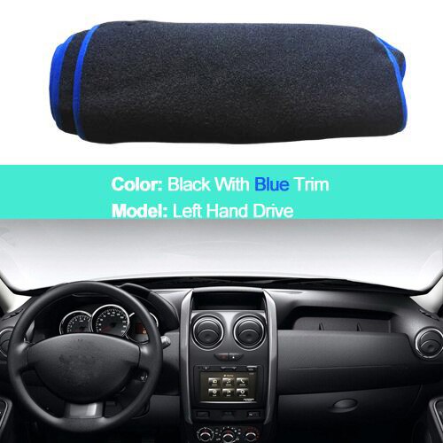 Couverture de tableau de bord de voiture, tapis, pour Dacia Duster , LHD, protection solaire: Bleu