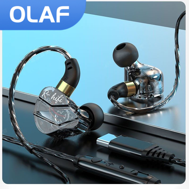 OLAF-auriculares HiFi tipo C para videojuegos, cascos con cable, manos libres, estéreo, graves, 3,5mm, deportivos, cancelación de ruido