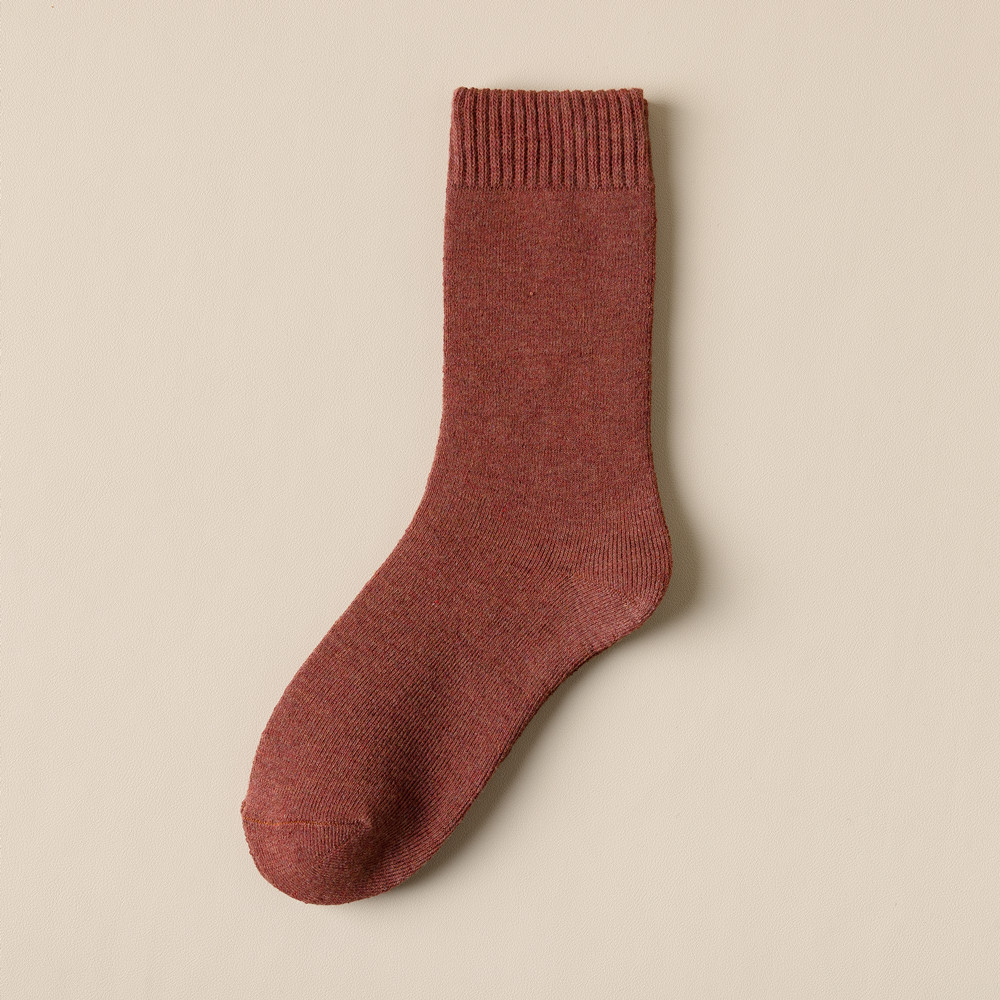 Calcetines de algodón gruesos y cálidos a la de Otoño Invierno señora Casual chica Color sólido calcetines de tubo medio para mujer: Gris