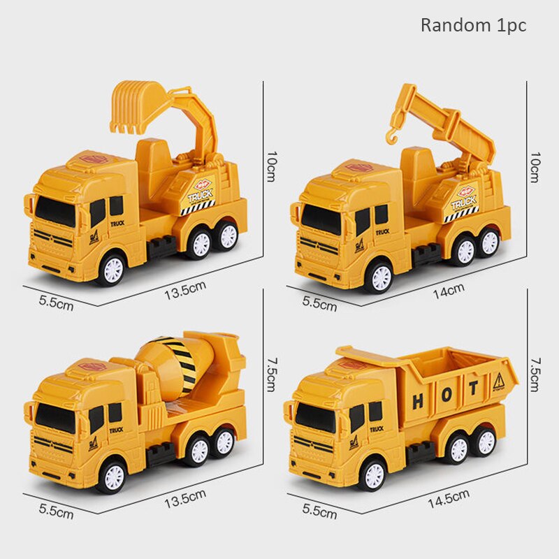 Inertial Pull Back Car Multifunctional Engineering Vehicle Excavator Crane Dump Truck Boy Toy Birthday Party: 4pc
