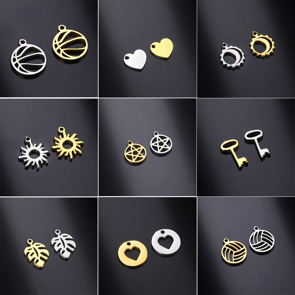 10 pz/lotto Piccoli Ciondoli tutto'ingrosso per Collane Bracciali Pendenti in Acciaio Inox Accessori per La Produzione di Gioielli Fai Da Te Componente