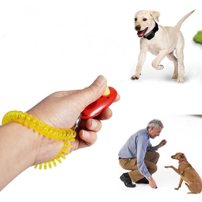 Combo dog clicker & whistle - training, pet trainer click puppy with guide, with key ring pet accessories