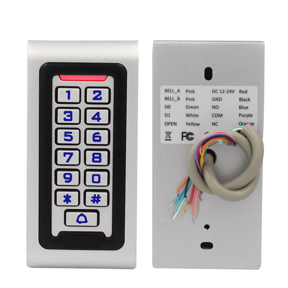 Waterproof Backlight RFID Door Access Control Reader Keypad 1000 Users door bell 125KHz EM Card door opener