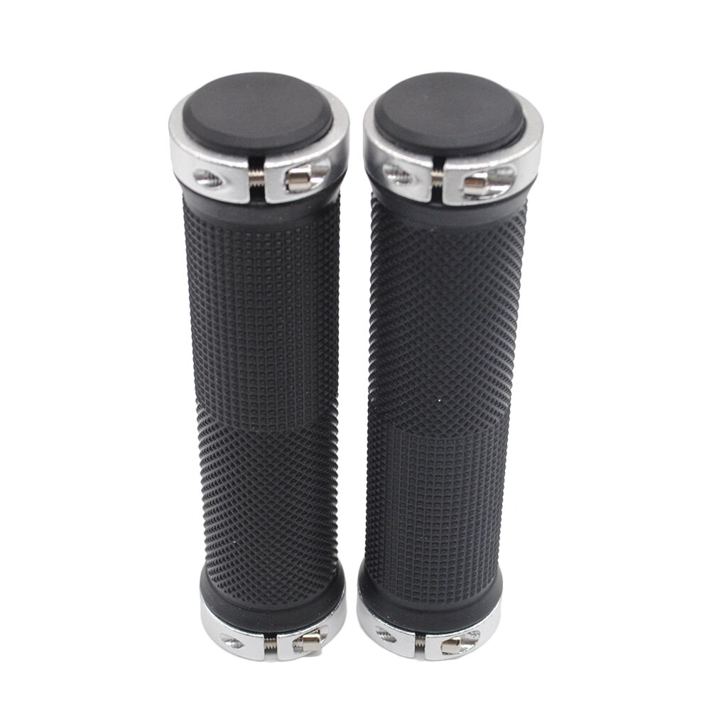 Mountainbike Grips Rubber Slot Op Stuur Lock-On Grips Fixed Gear Fixie Grips End Knock Off: silver