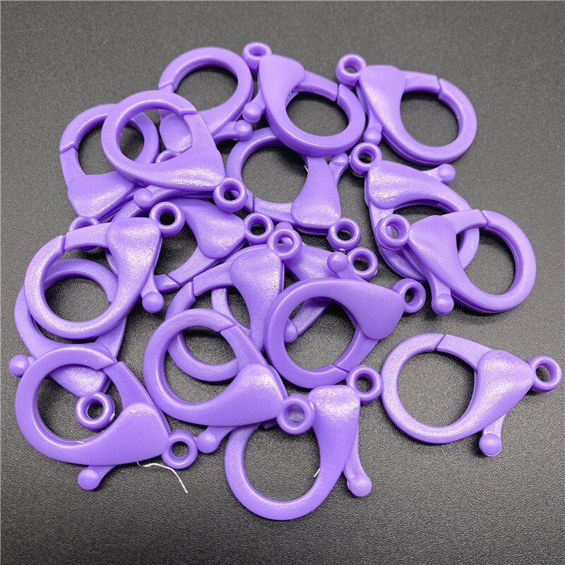 10Pcs 35mm Plastic Lobster Clasp Hooks Keychain End Connectors For Jewelry Making DIY Bracelet Chain Accessories: Purple