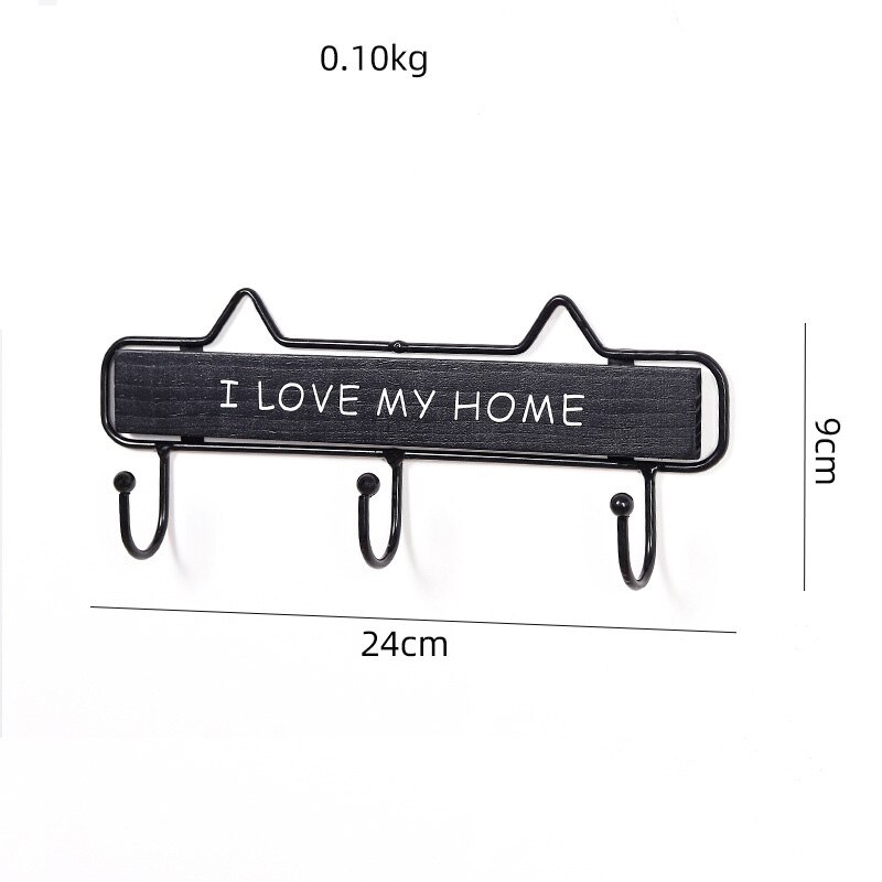 CAPTAINIRON Wall Hanging Letter Hooks for Key Holder Wall Decoration Hanger Iron Craft for Home Decor and Kitchen Tools Perchero: Black Home-3Hooks