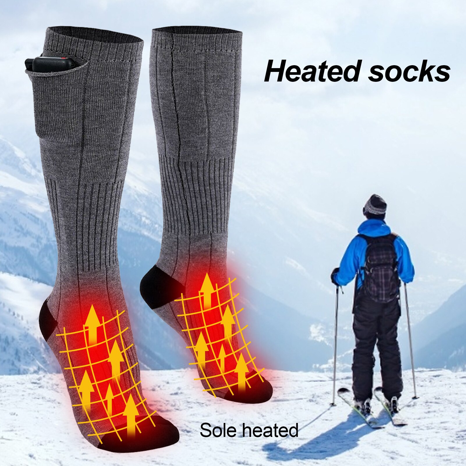 Winter Beheizt Sport socken unisex Radfahren Lange Rohr Elektrische Heizung Socken Verdickt draussen Aktivitäzehn Halten Warme Socken