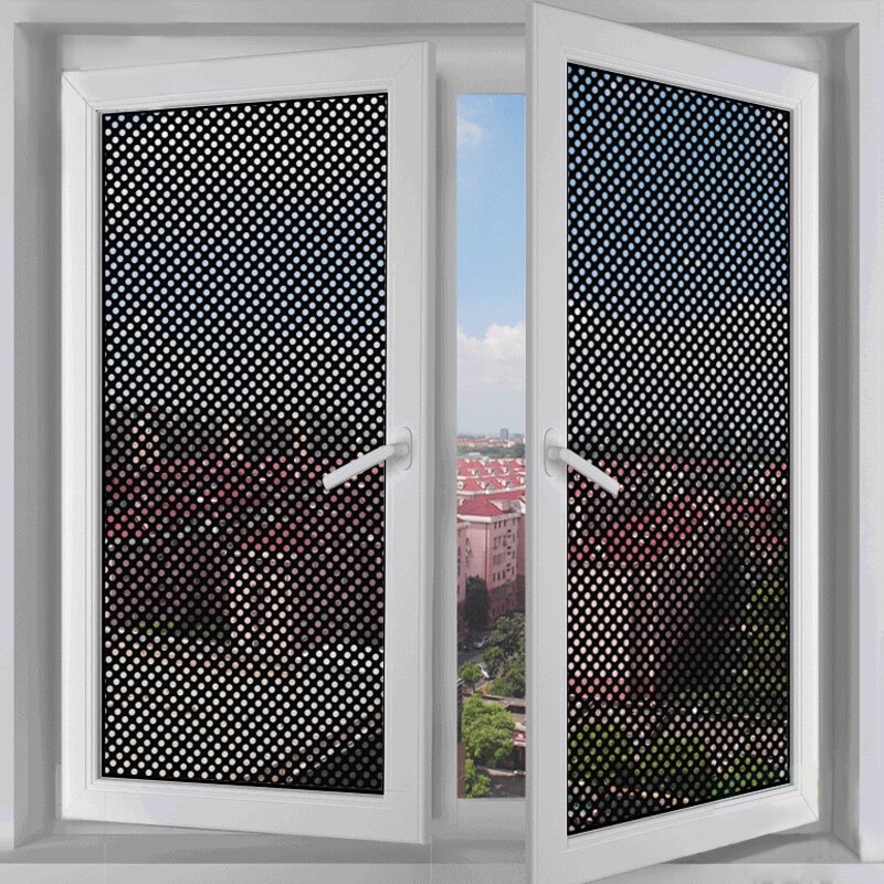 Selvklæbende glasfilm mesh glasklistermærker solcreme solskærmsfilm sort lysblokerende vinduesmærkat boligindretning