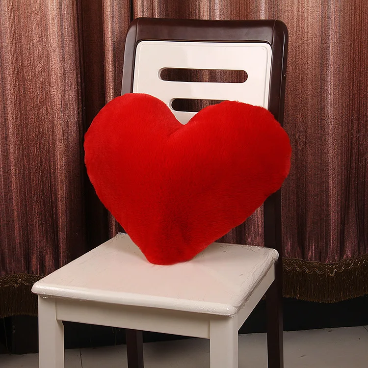 Faux Fur Sheepskin Pillow Cover Love Heart Shaped Sofa Cushion Cover Solid Colour Beds Pillowcase Valentines Day Home Decor: Yellow