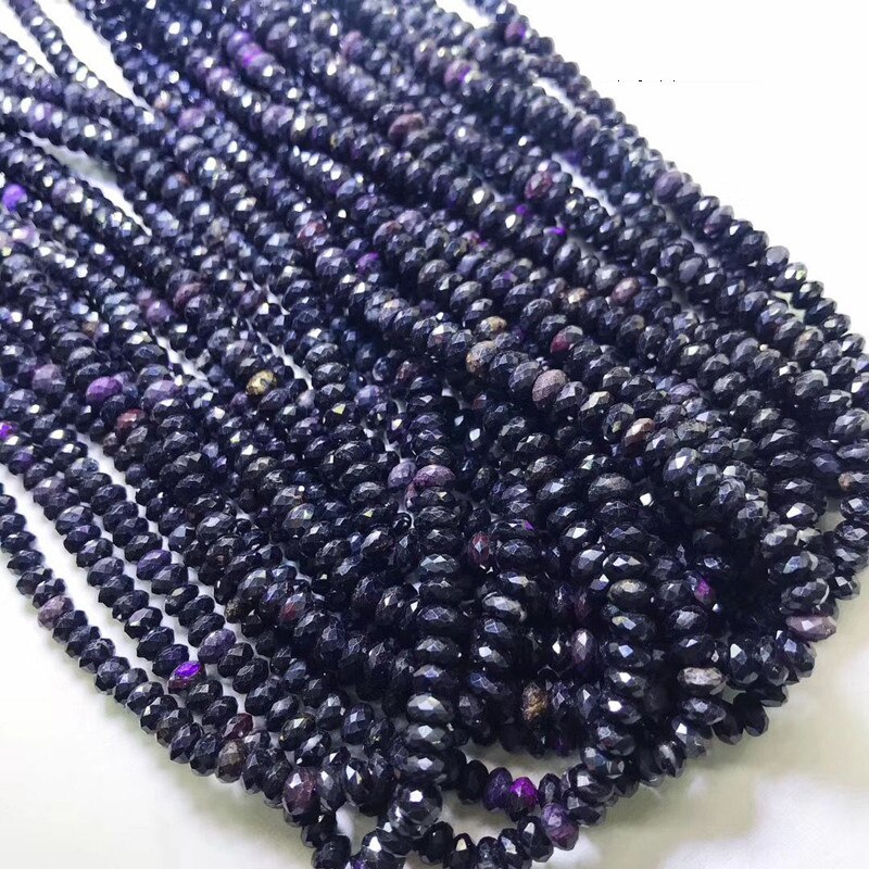 Sugilite schwarz lila roundel faceted 3*6mm 36cm für DIY schmuck machen lose perlen FPPJ natur edelstein