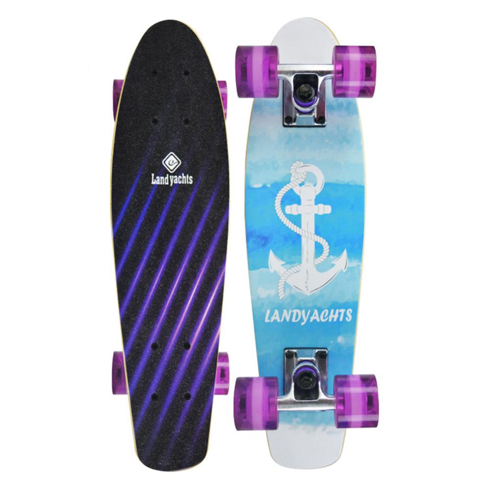 22 tommer ahorn skateboard dæk skateboard lang bord dæk penny board med 4 hjul 7 lag pennyboards til børn begyndere: Blå