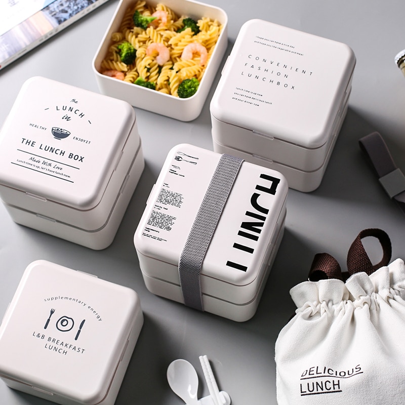 800ml japansk mikrobølgeovn madpakke bærbar børne plastik bento box 2 lag mikroovn spisestel mad opbevaringsbeholder madpakke