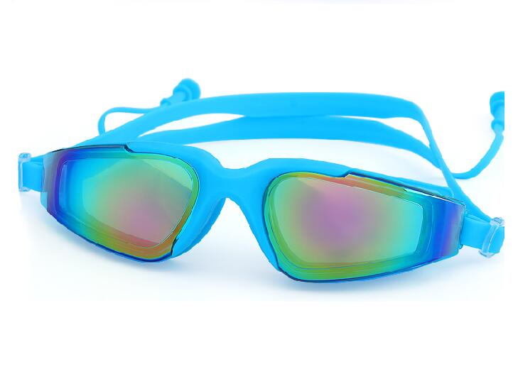 Zwembril heren dames anti-condens oordopjes voor volwassenen arena zwembril gafas natacion waterdichte zwembril: Hemelsblauw