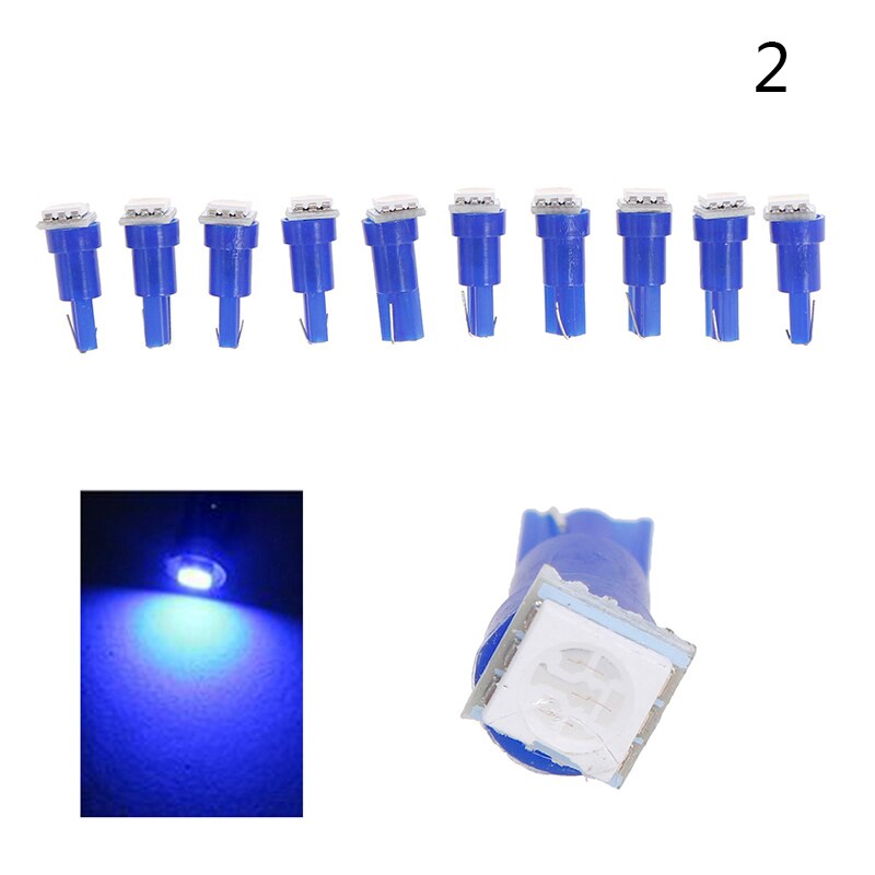 Bombillas de luz LED para salpicadero de coche, lámpara de calibre de 12V CC, T5 5050, 10 piezas: A2