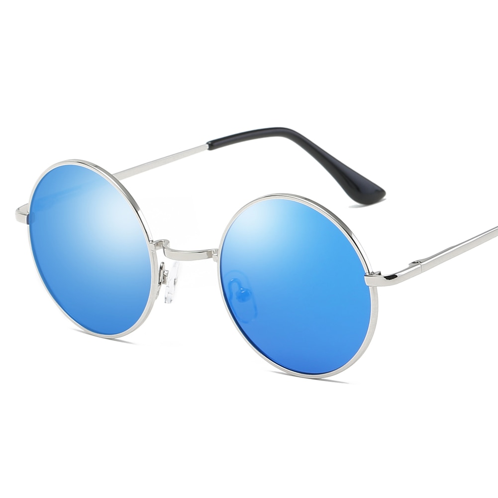 Gafas de sol con montura redonda pequeña, gafas de sol polarizadas Retro, gafas de sol clásicas circulares doradas, plateadas, azules, negras, UV400, lentes de sol para dama y hombre