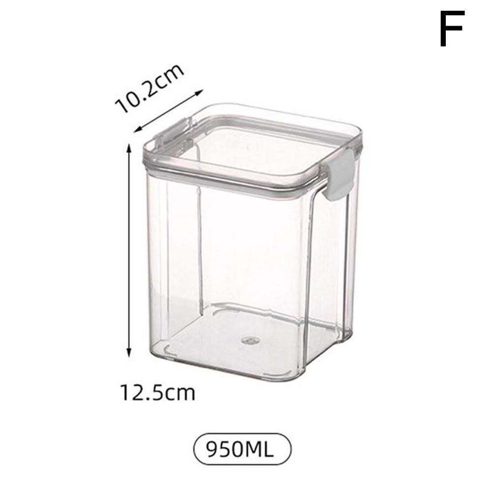 Square Sealed PET Jars Kitchen Storage Big Capacity Coffee Bean Storage Can Glass Jar With Lid Food Container Organizer Bottle: white 950ML