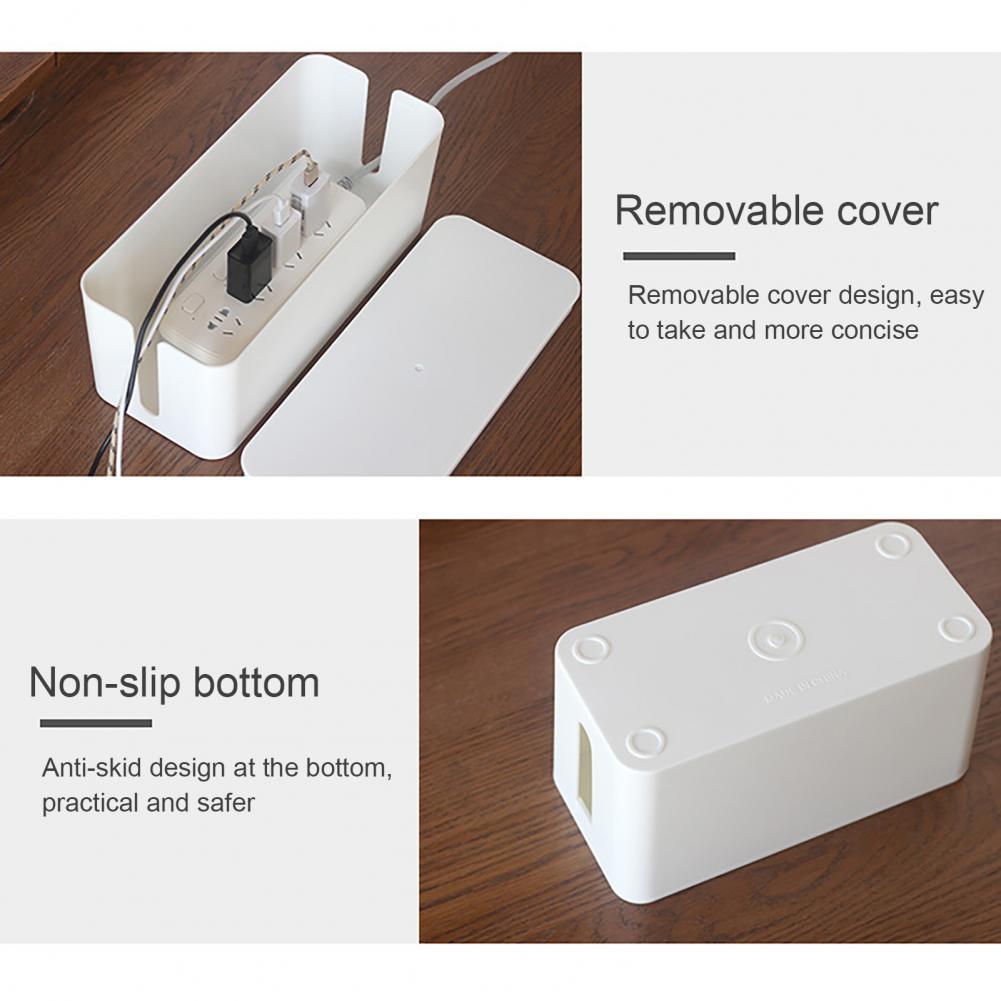 Power Strip Storage Box Multi-purpose Strong Bearing Capacity Good Hardness Desk Anti-skid Cable Management Box for Office