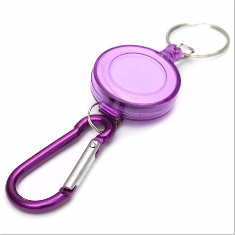 Unisex Intrekbare Reel Pull Sleutelhanger Id Badge Lanyard Naam Tag Key Kaarthouder Riem Clip Duurzaam Sleutelhanger Tas Ketting clip: Purple