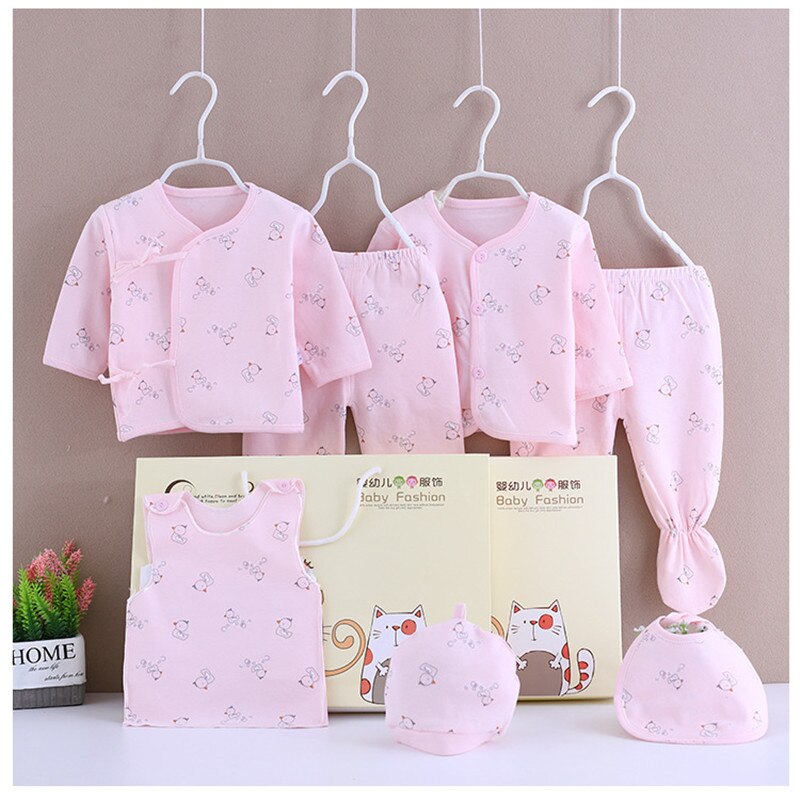 (7pcs/set) Newborn Baby 0-6M Clothing Set Baby Boy/Girl Clothes 100% Cotton Grooming & Healthcare Kits 207083