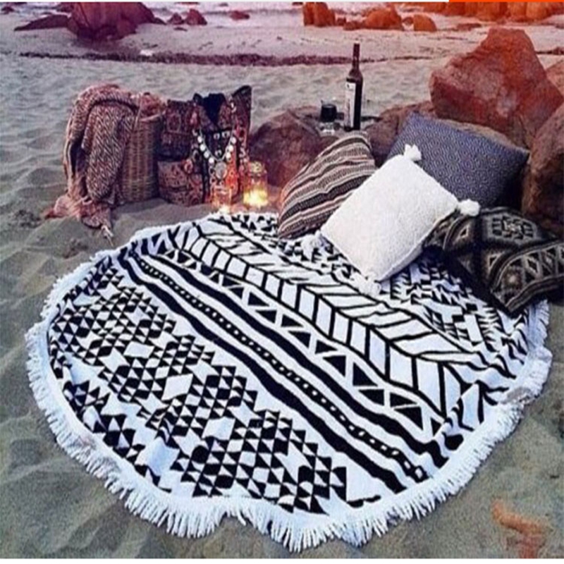 Summer Large Printed Round Beach Towels Tassel Circle Beach Towel Serviette De Plage