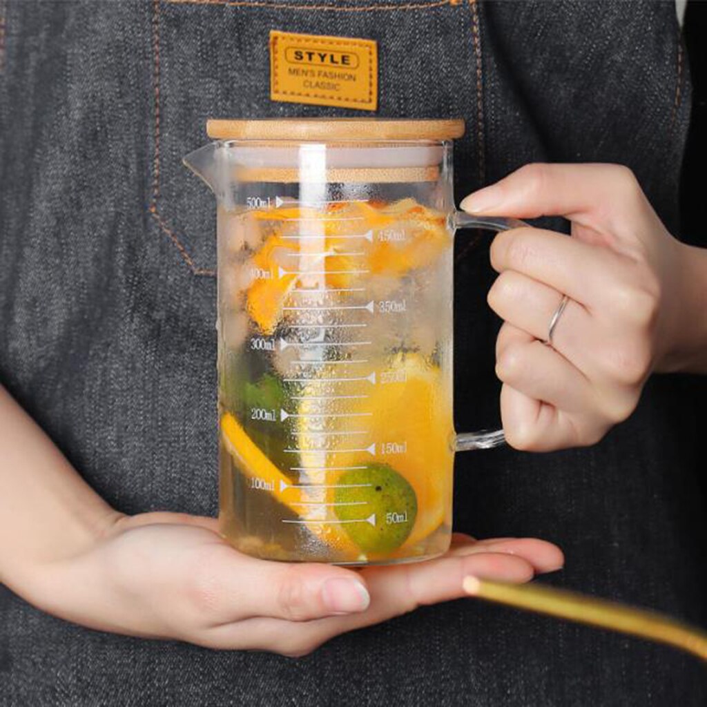 High Borosilicate Heat Resistant Glass Measuring Cup Freezer Safe Handgrip Measure Teapot Beaker Microwave Oven Kitchen Milk: 500ml